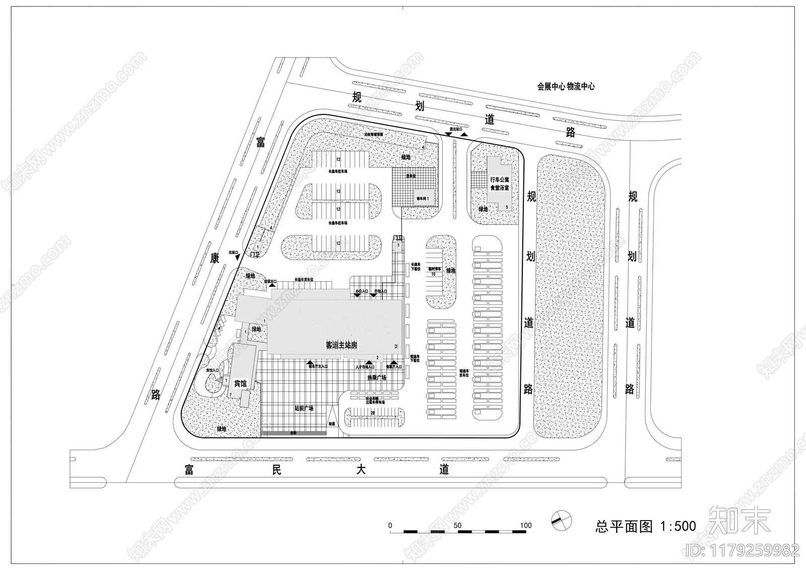 现代客运站施工图下载【ID:1179259982】