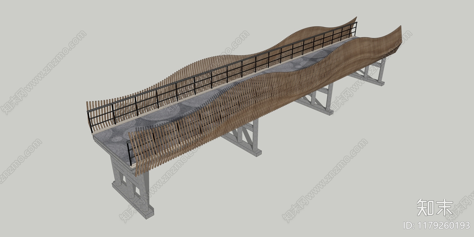原木中式景观桥SU模型下载【ID:1179260193】