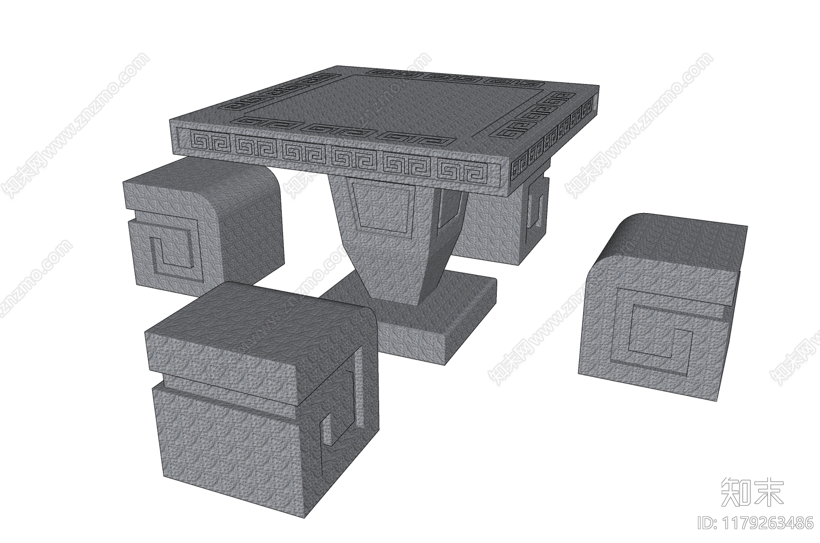 现代新中式户外桌椅SU模型下载【ID:1179263486】
