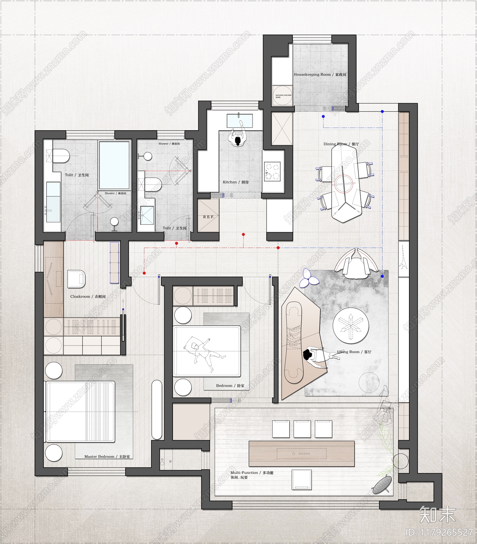 平层cad施工图下载【ID:1179265527】