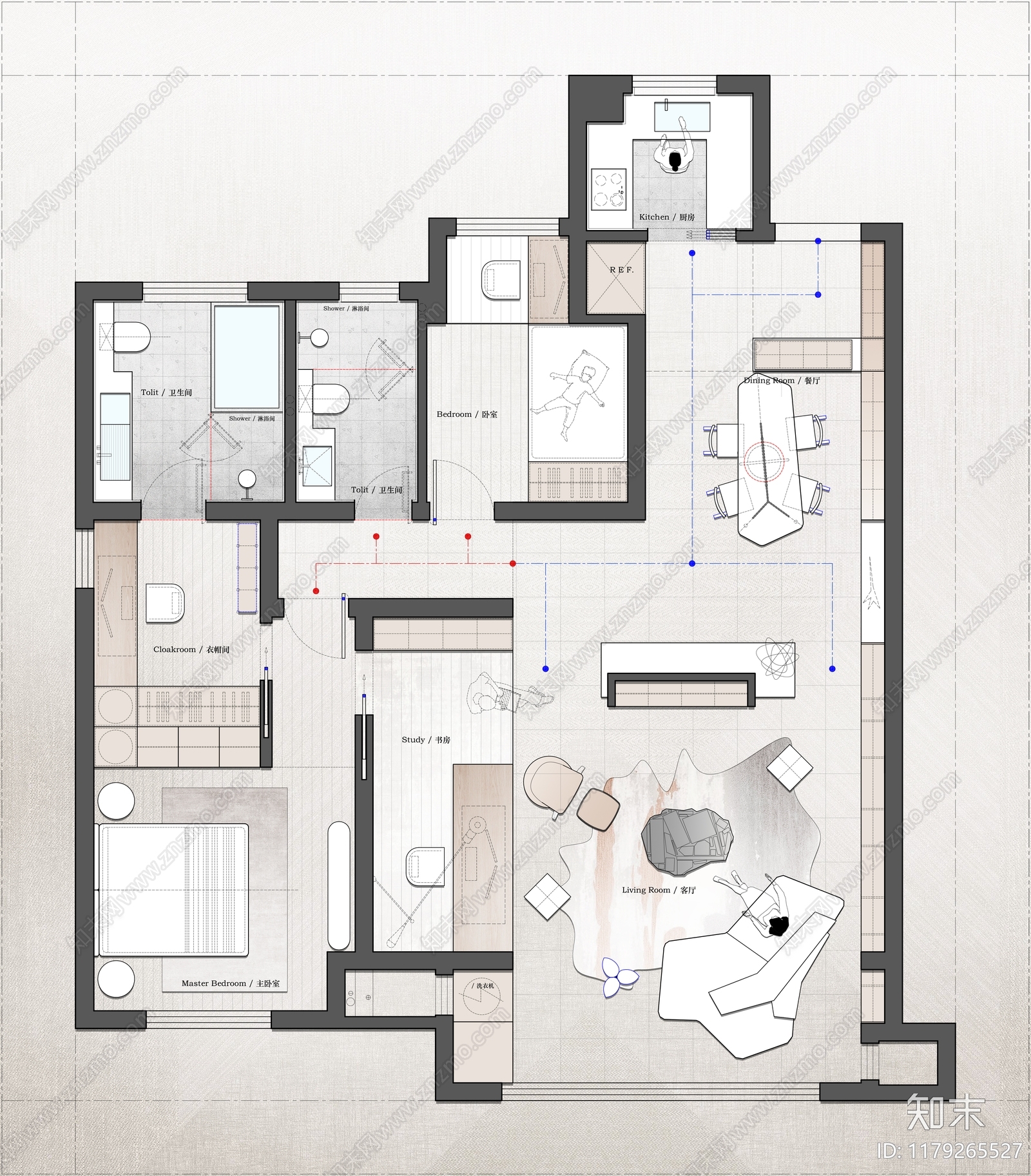 平层cad施工图下载【ID:1179265527】