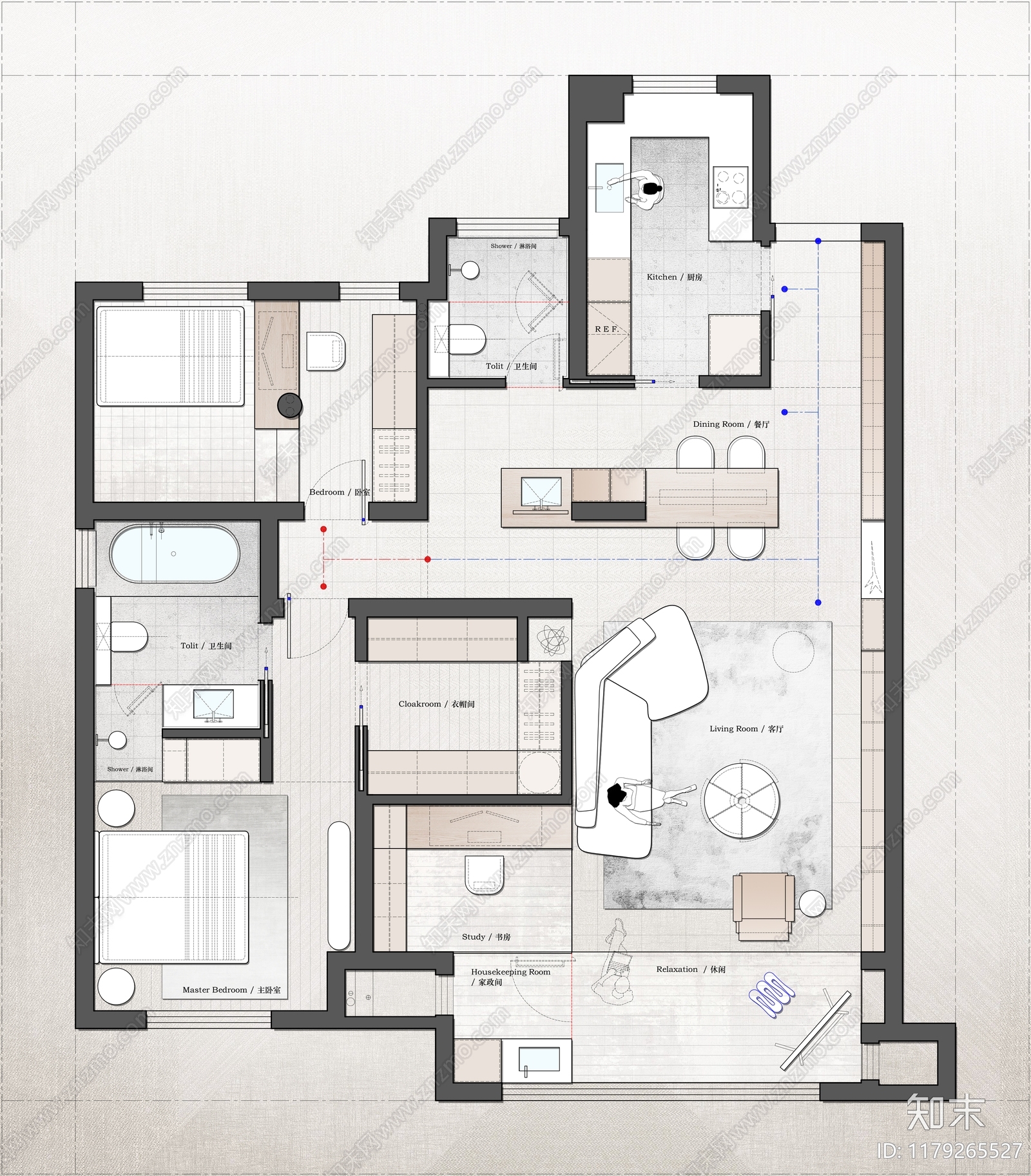 平层cad施工图下载【ID:1179265527】