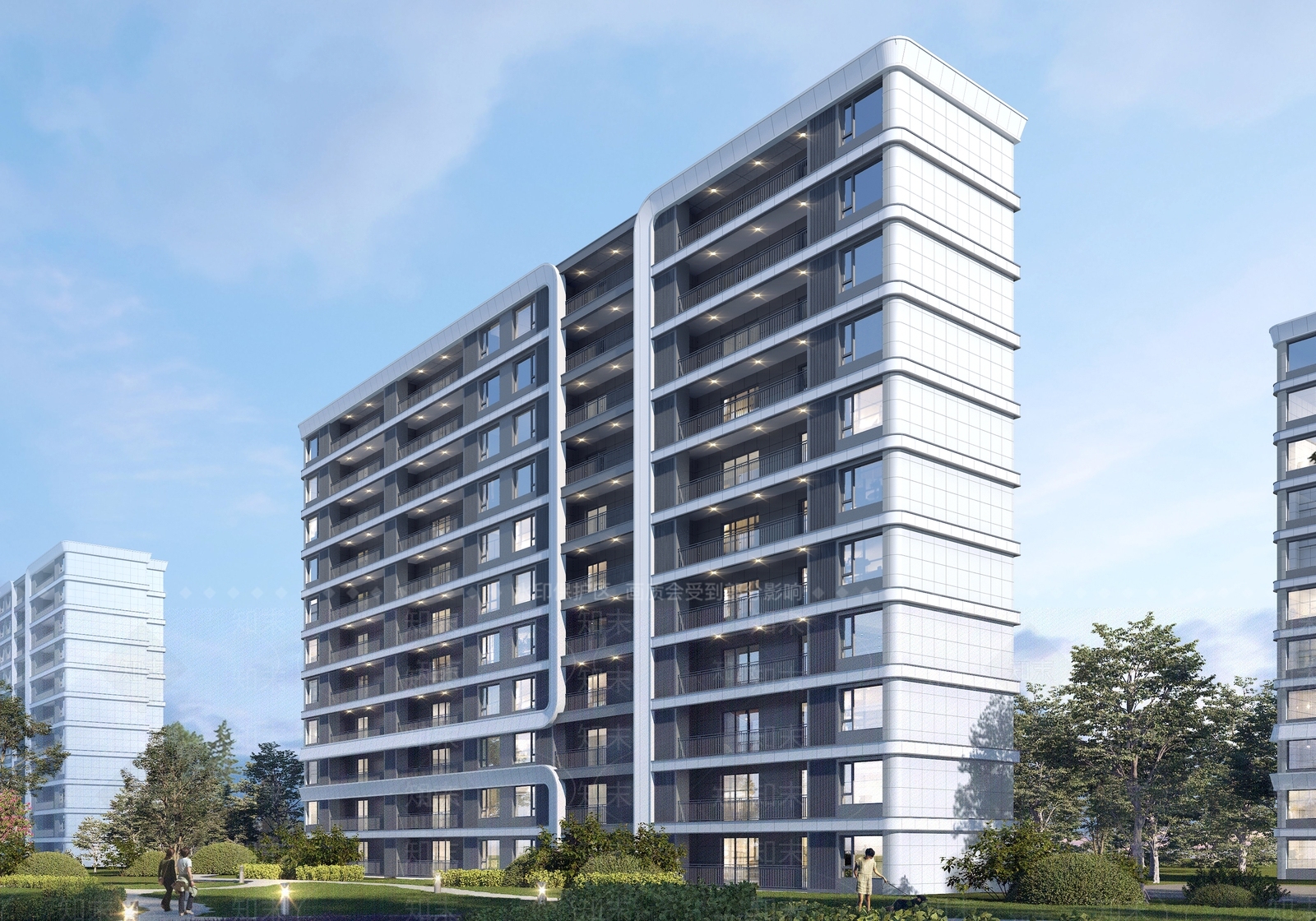 现代极简高层住宅SU模型下载【ID:1179265636】
