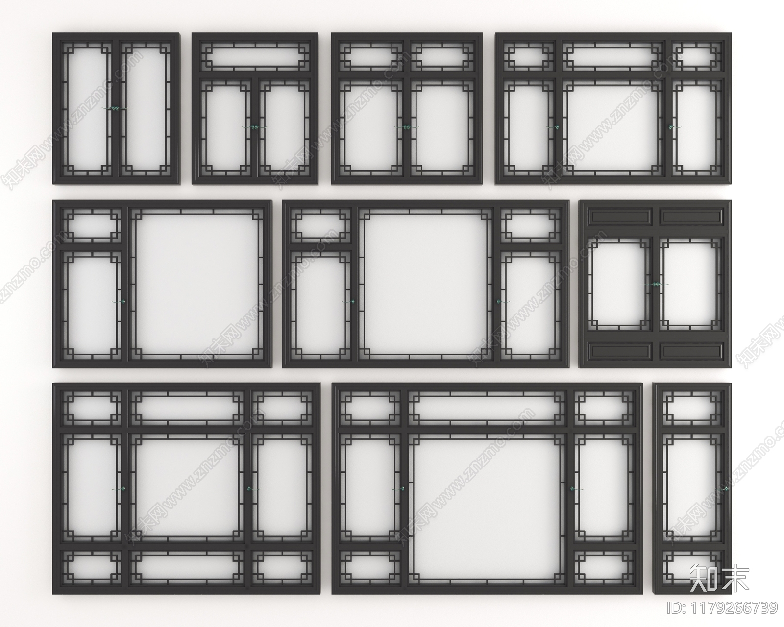 中式新中式窗3D模型下载【ID:1179266739】