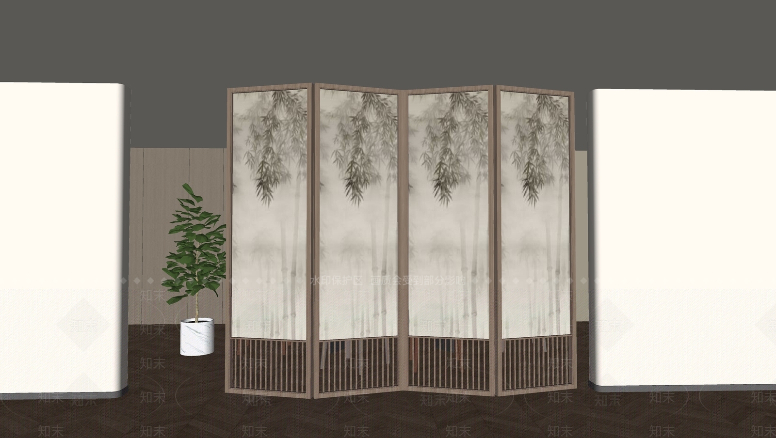 新中式屏风SU模型下载【ID:1179271412】