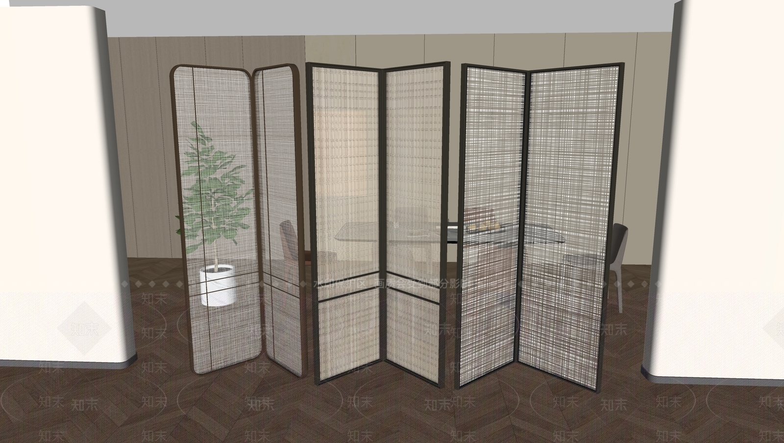 新中式屏风SU模型下载【ID:1179272165】