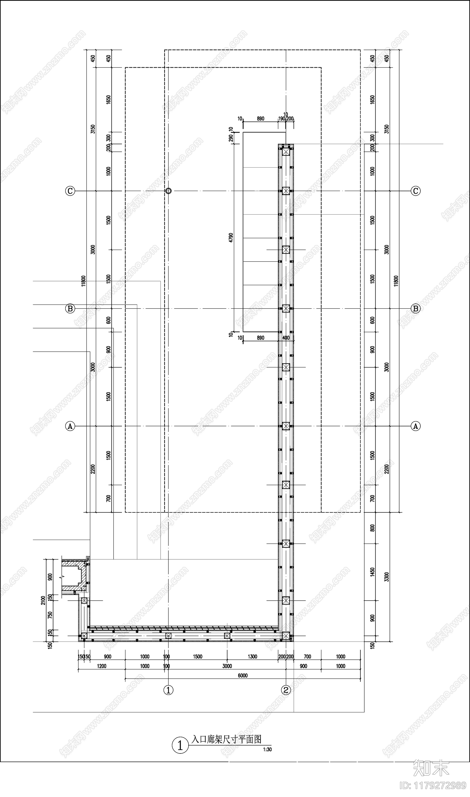 现代新中式廊架cad施工图下载【ID:1179272989】