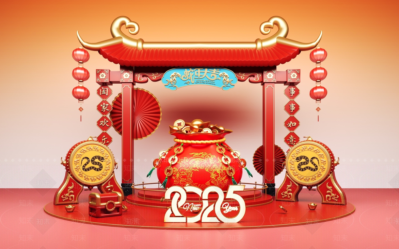 新中式美陈3D模型下载【ID:1179276159】