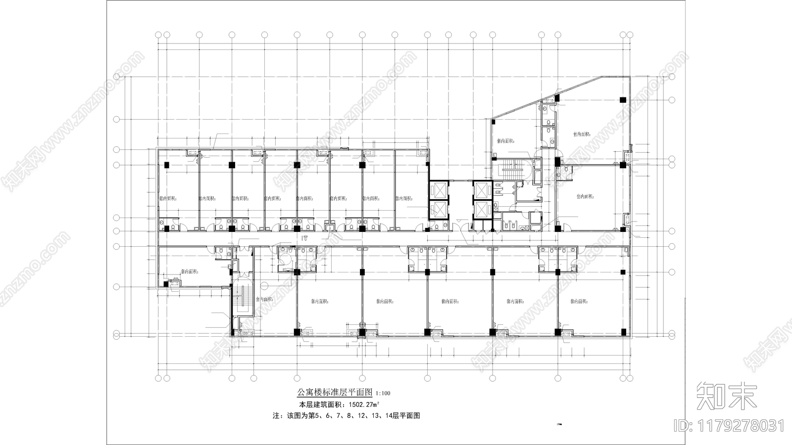 现代住宅楼建筑施工图下载【ID:1179278031】