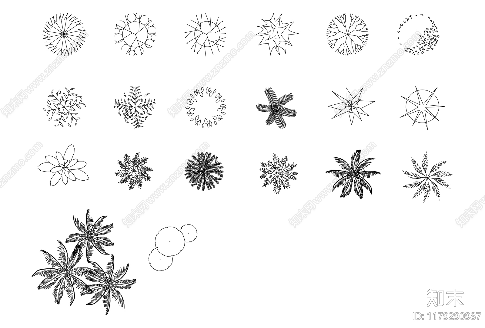 综合植物图库cad施工图下载【ID:1179290987】