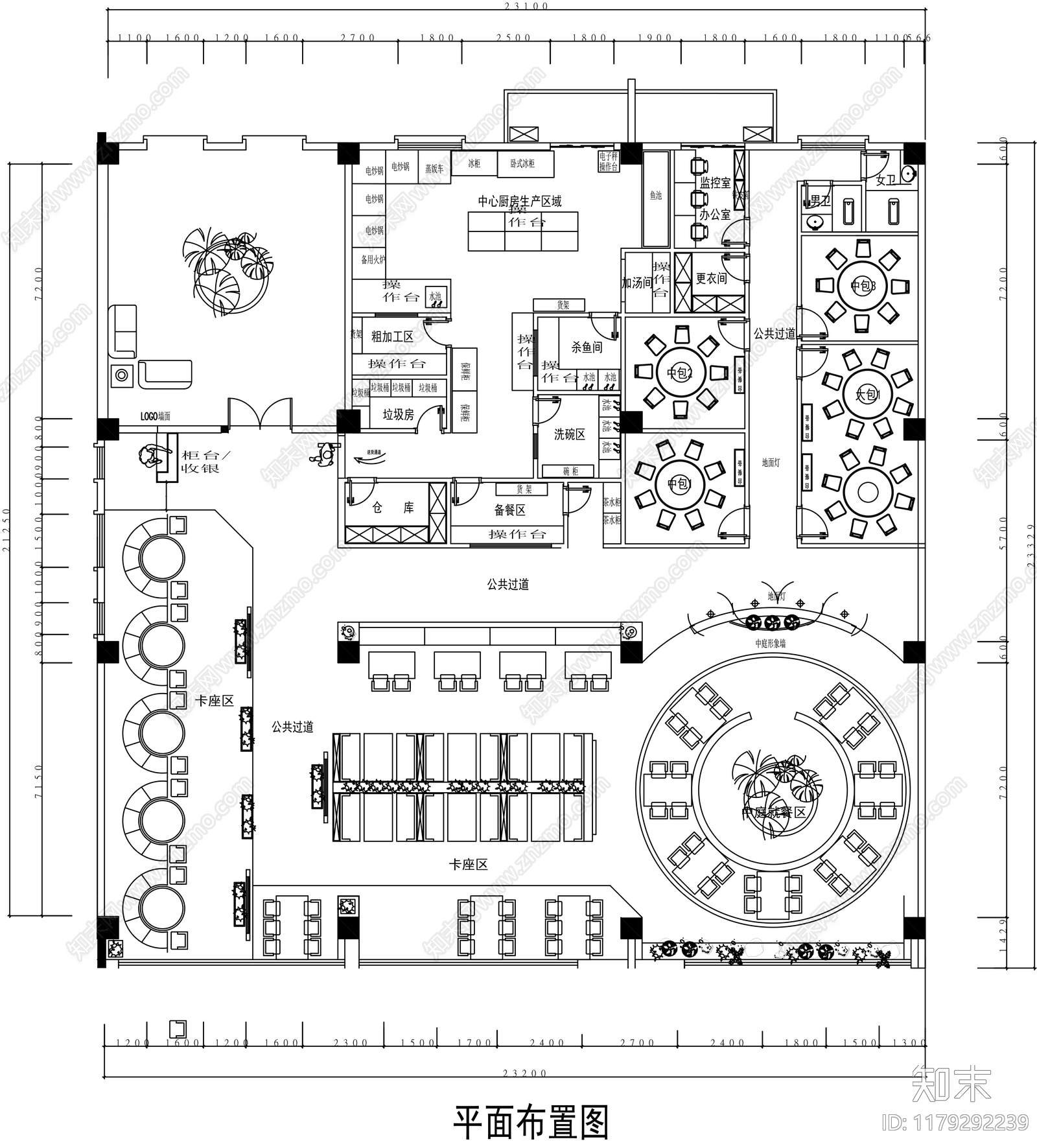 新中式中餐厅施工图下载【ID:1179292239】