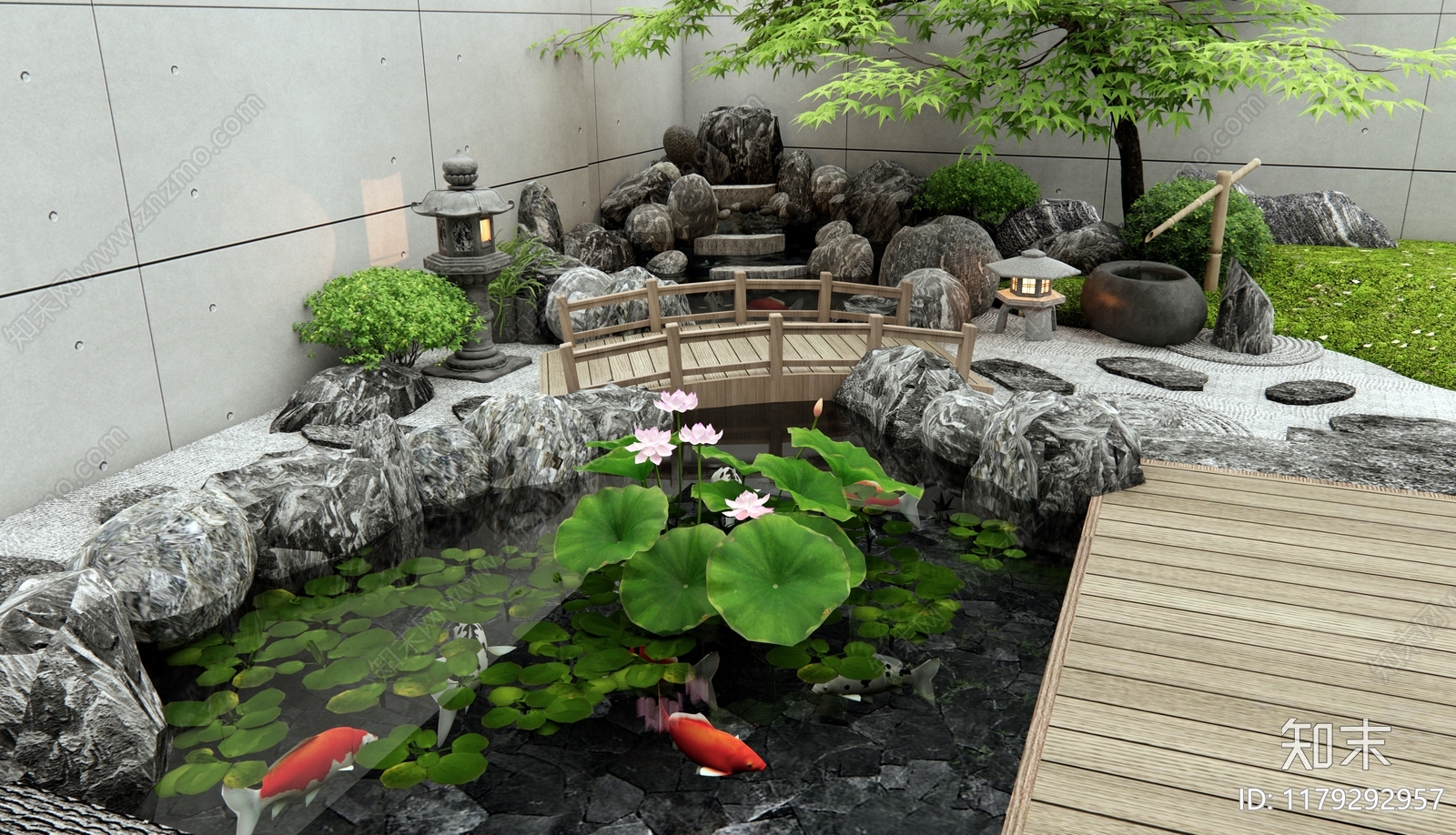 新中式假山水景3D模型下载【ID:1179292957】