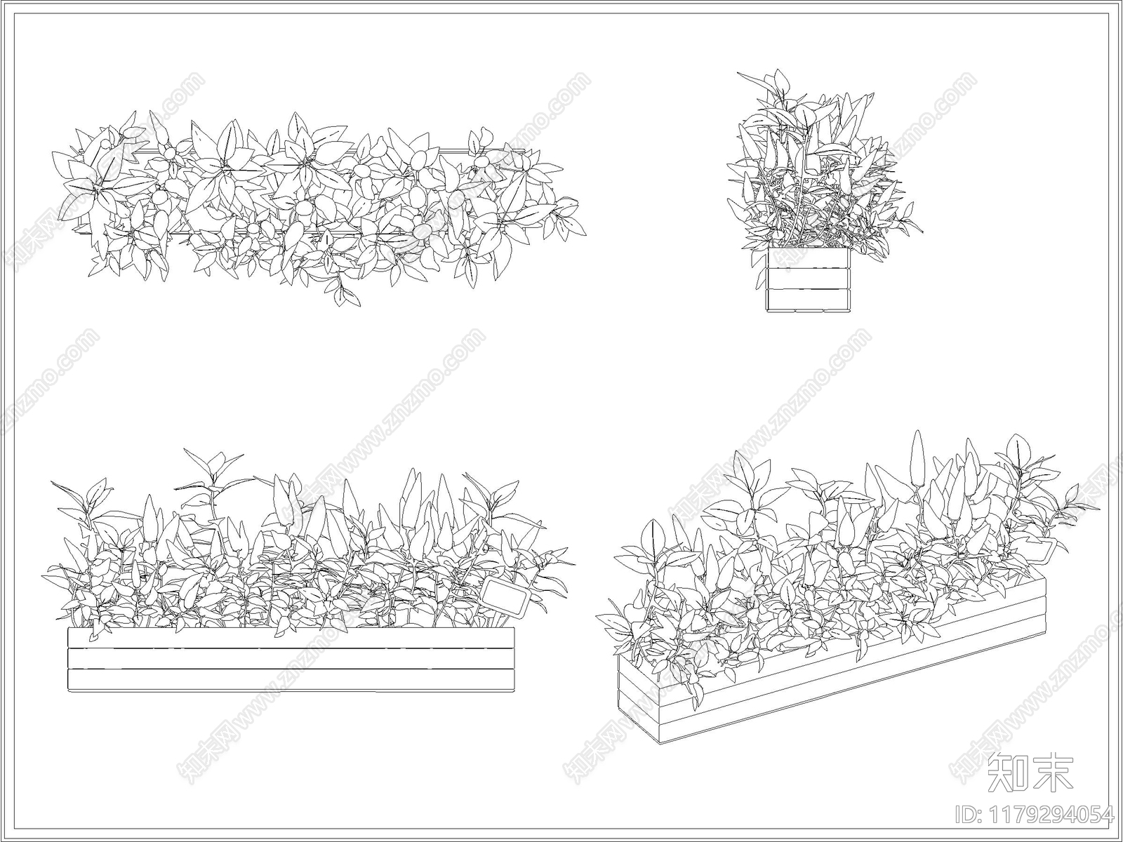 现代植物配置图库施工图下载【ID:1179294054】