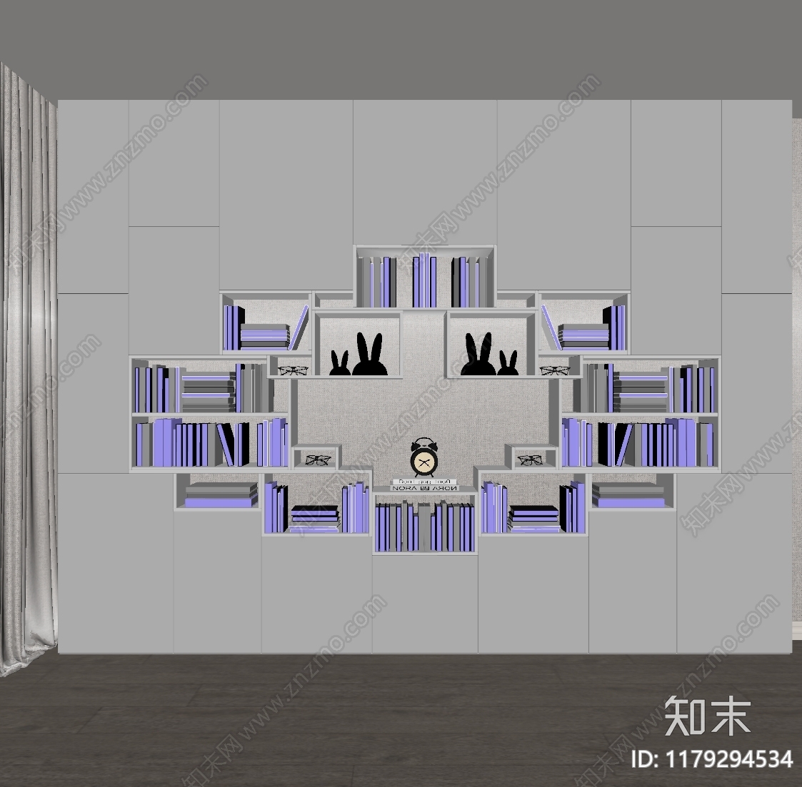 现代书柜SU模型下载【ID:1179294534】