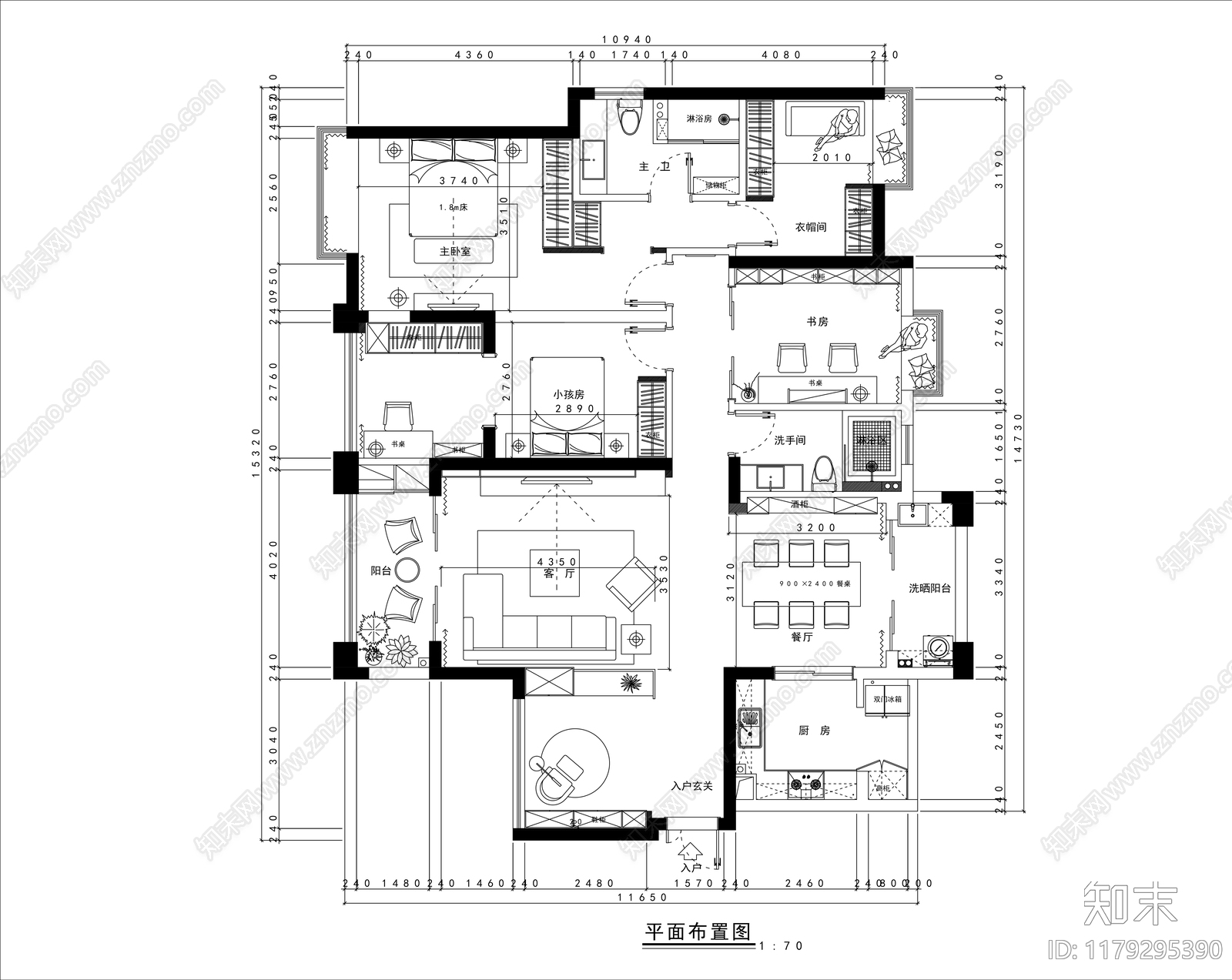 平层施工图下载【ID:1179295390】