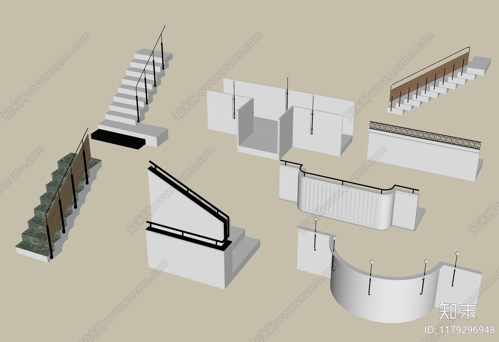 现代轻奢楼梯SU模型下载【ID:1179296948】