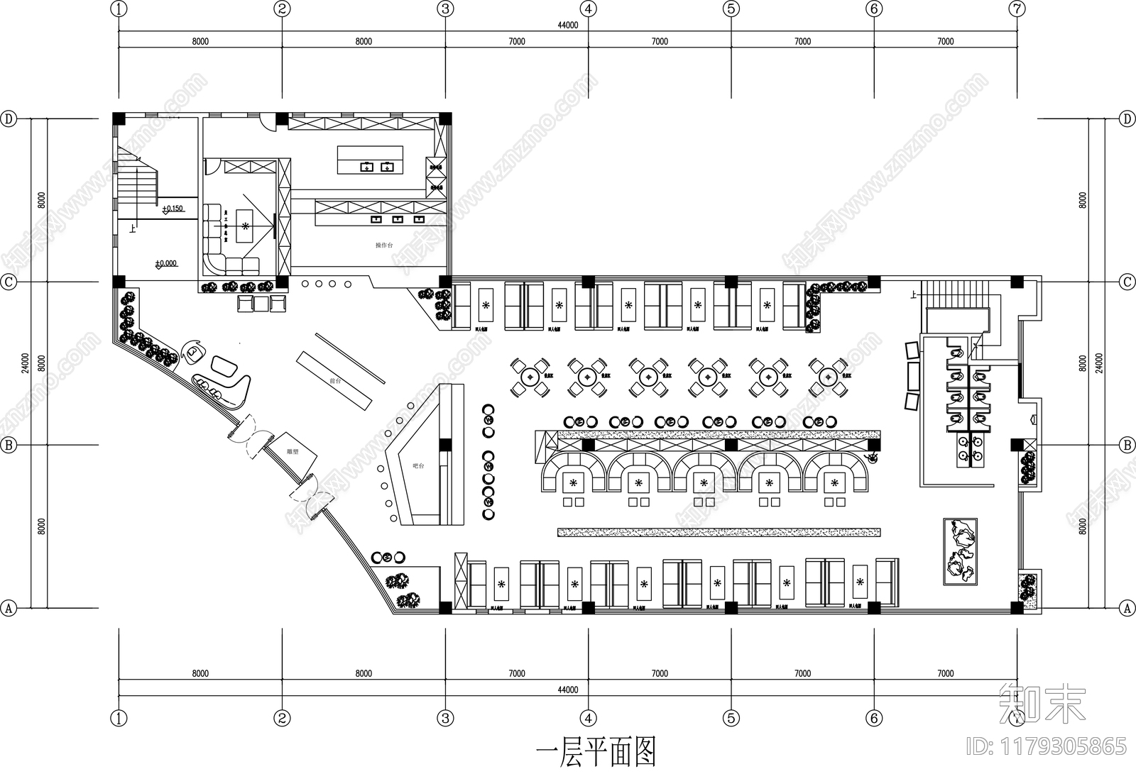 新中式茶餐厅cad施工图下载【ID:1179305865】