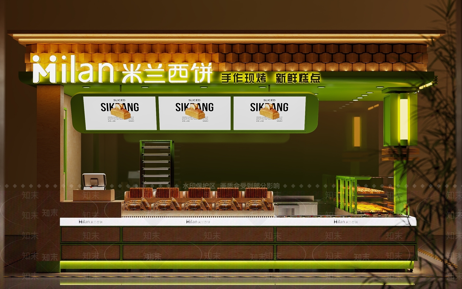 现代甜品面包店3D模型下载【ID:1179314899】