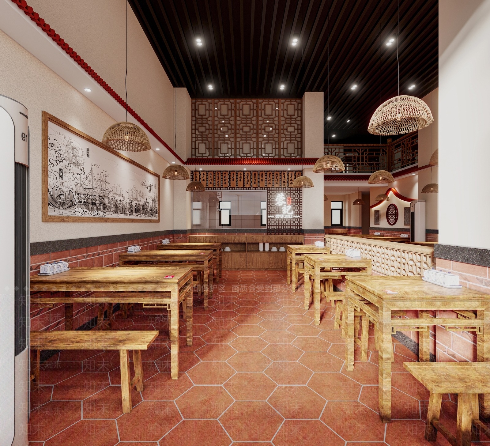 新中式中餐厅3D模型下载【ID:1179322217】