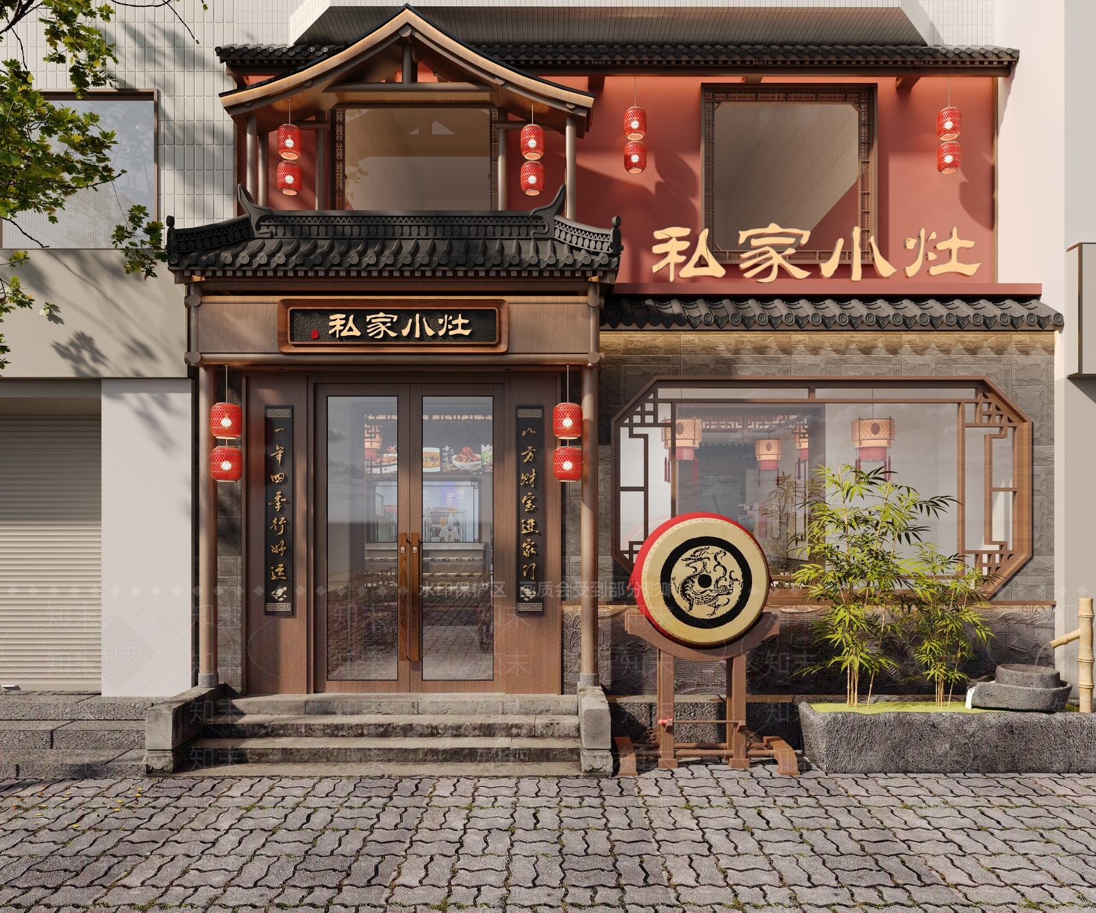 新中式中式中餐厅3D模型下载【ID:1179326611】