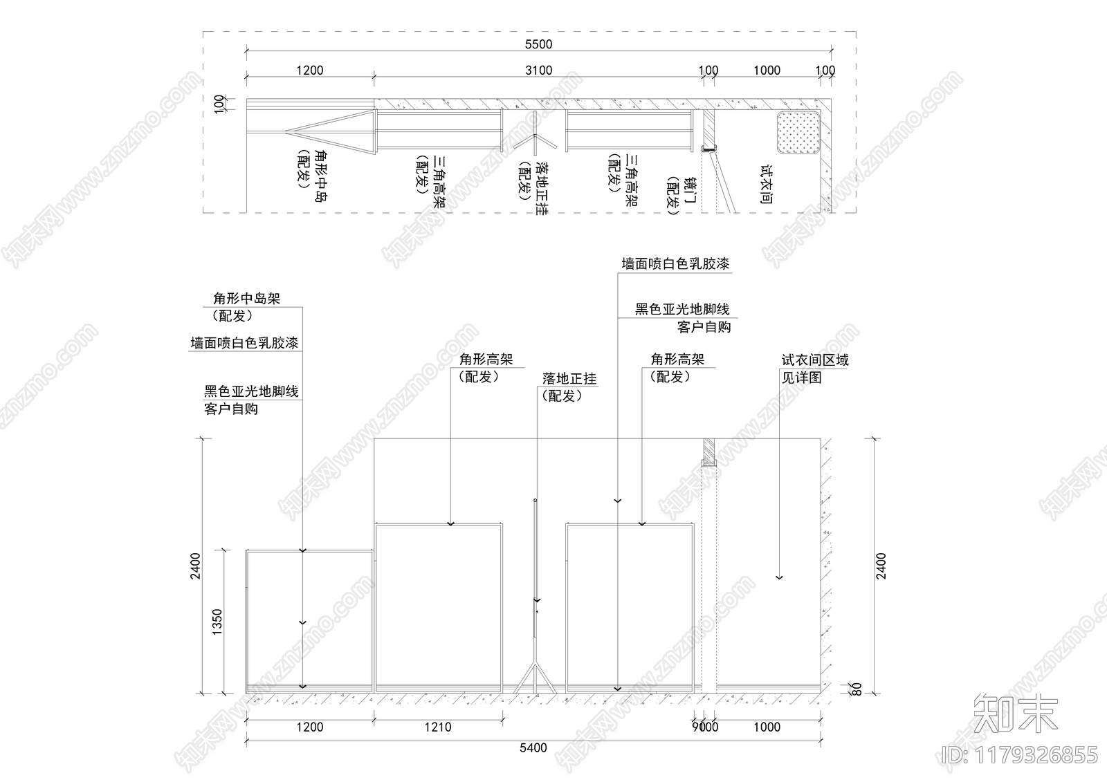 现代服装店cad施工图下载【ID:1179326855】