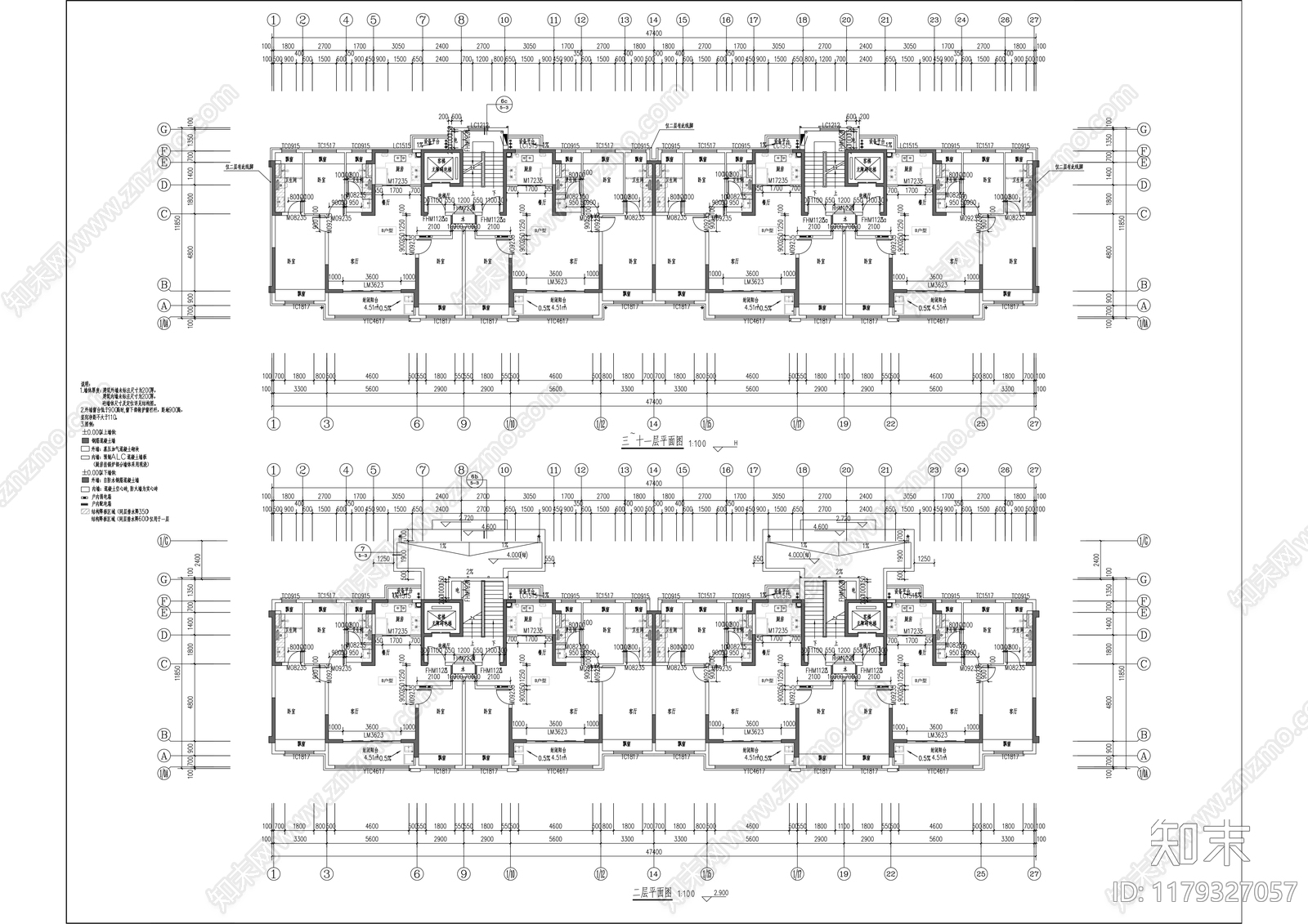 现代住宅楼建筑cad施工图下载【ID:1179327057】