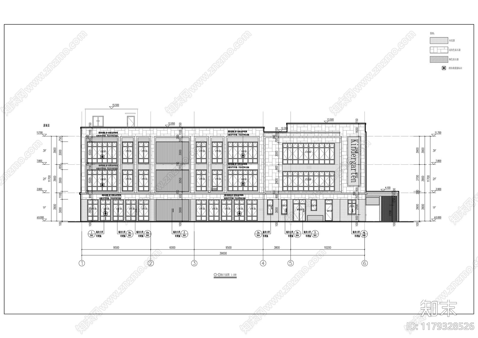 现代幼儿园建筑cad施工图下载【ID:1179328526】