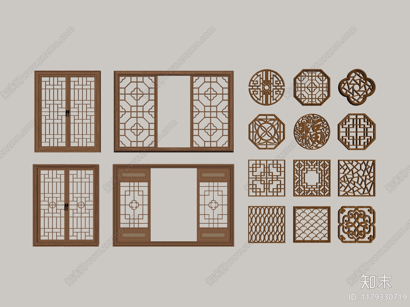 新中式镂花窗SU模型下载【ID:1179330719】