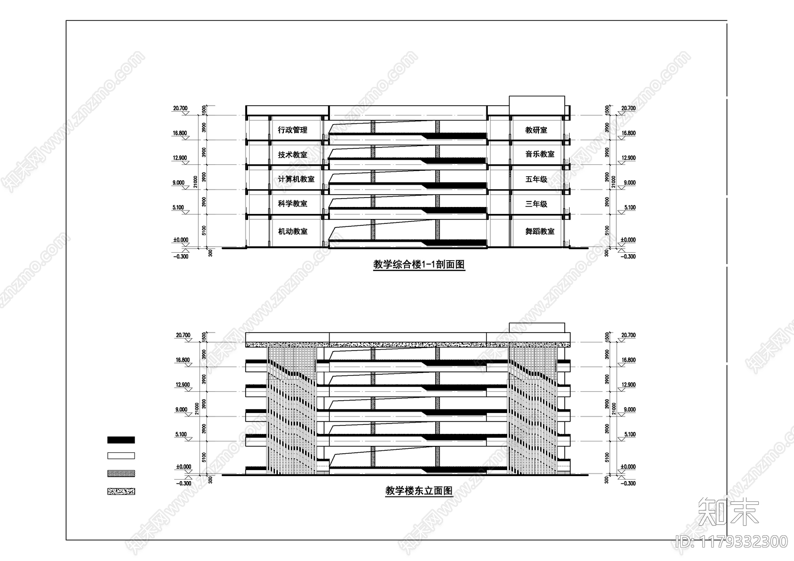 现代学校建筑cad施工图下载【ID:1179332300】