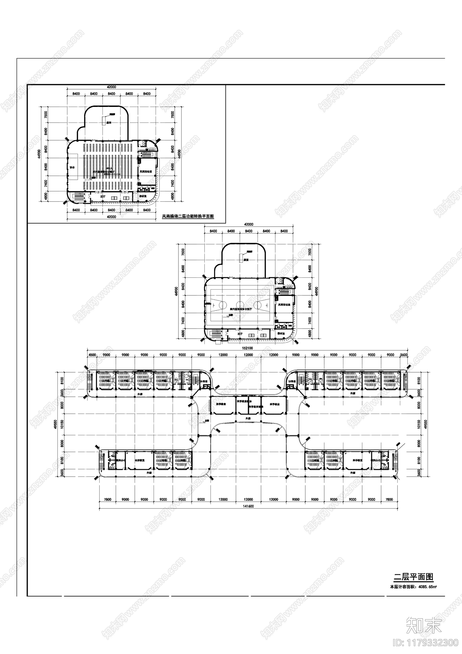 现代学校建筑cad施工图下载【ID:1179332300】