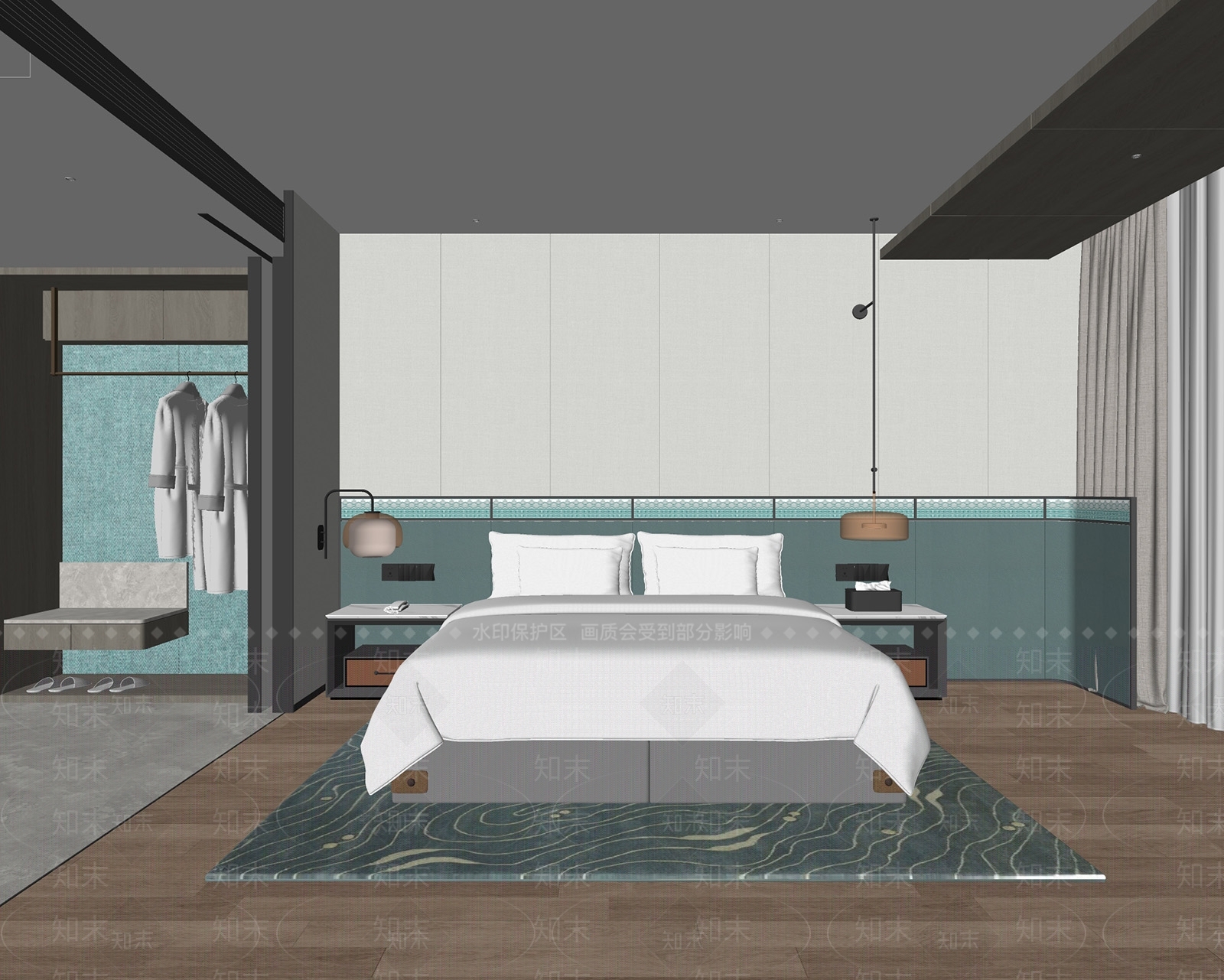 现代酒店客房SU模型下载【ID:1179332219】