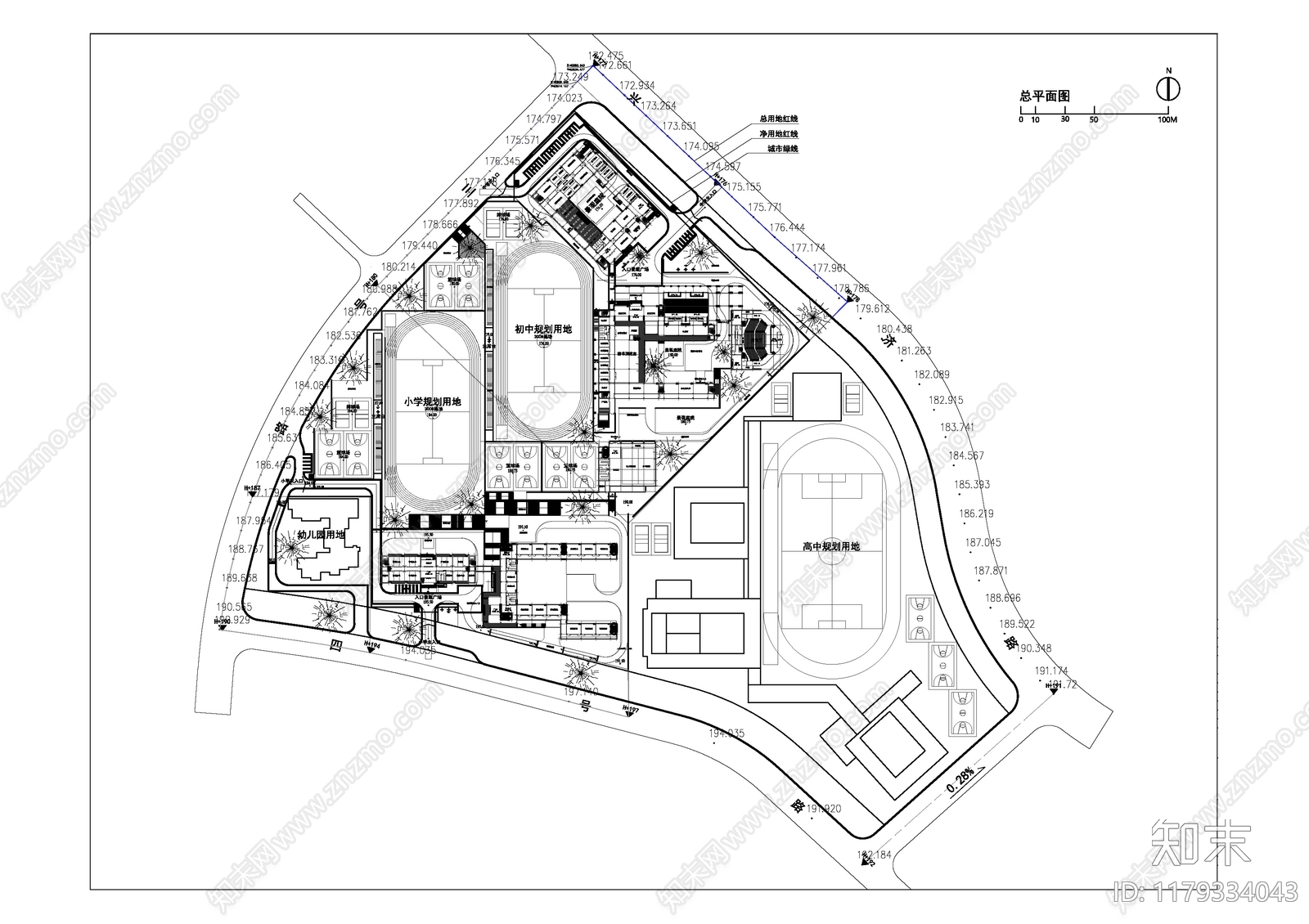 现代学校建筑cad施工图下载【ID:1179334043】
