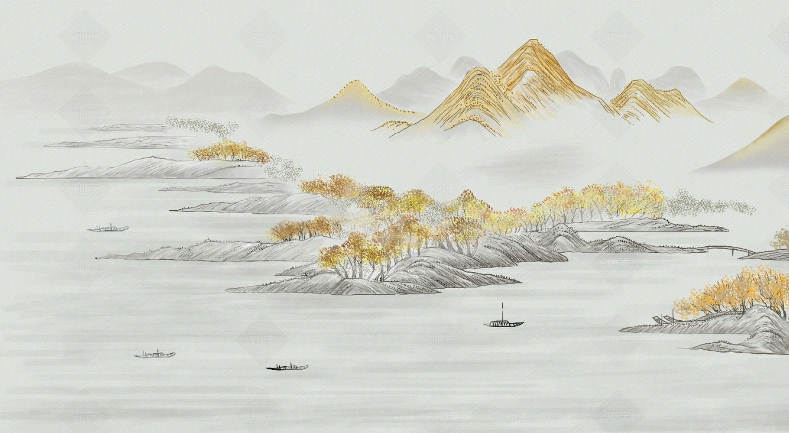 现代新中式壁纸贴图下载【ID:1179341416】