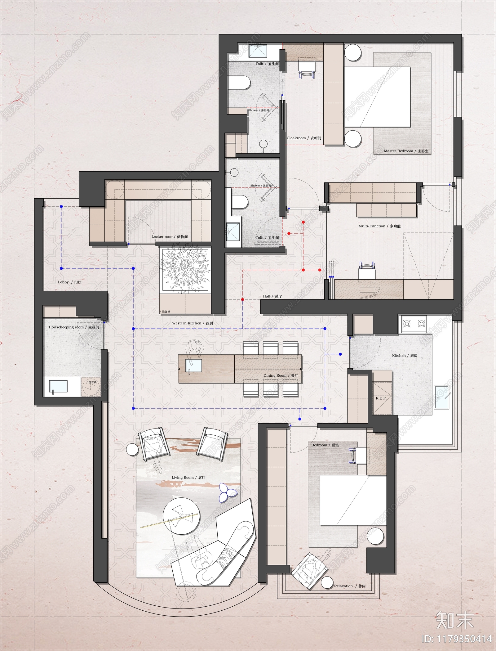 平层cad施工图下载【ID:1179350414】