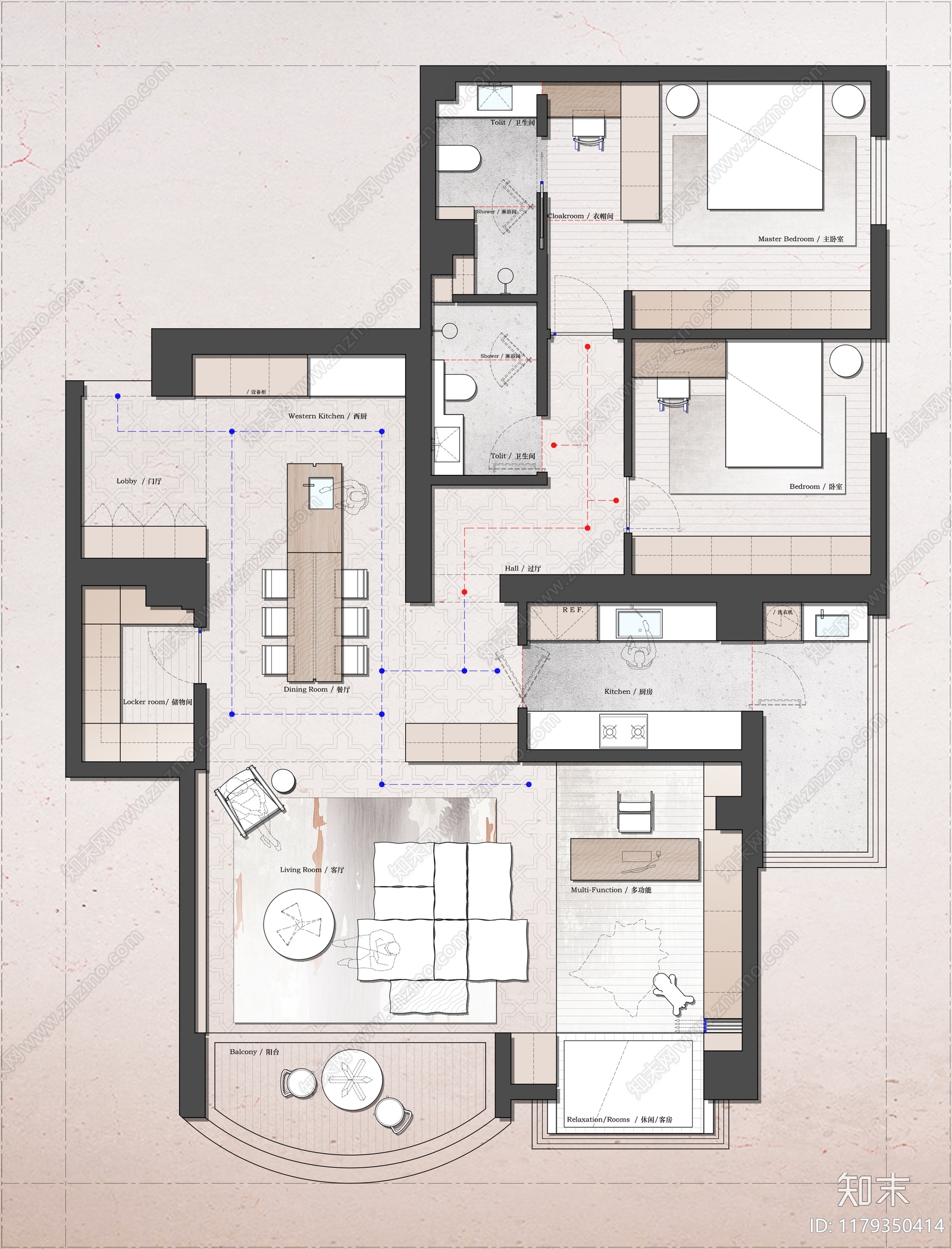 平层cad施工图下载【ID:1179350414】