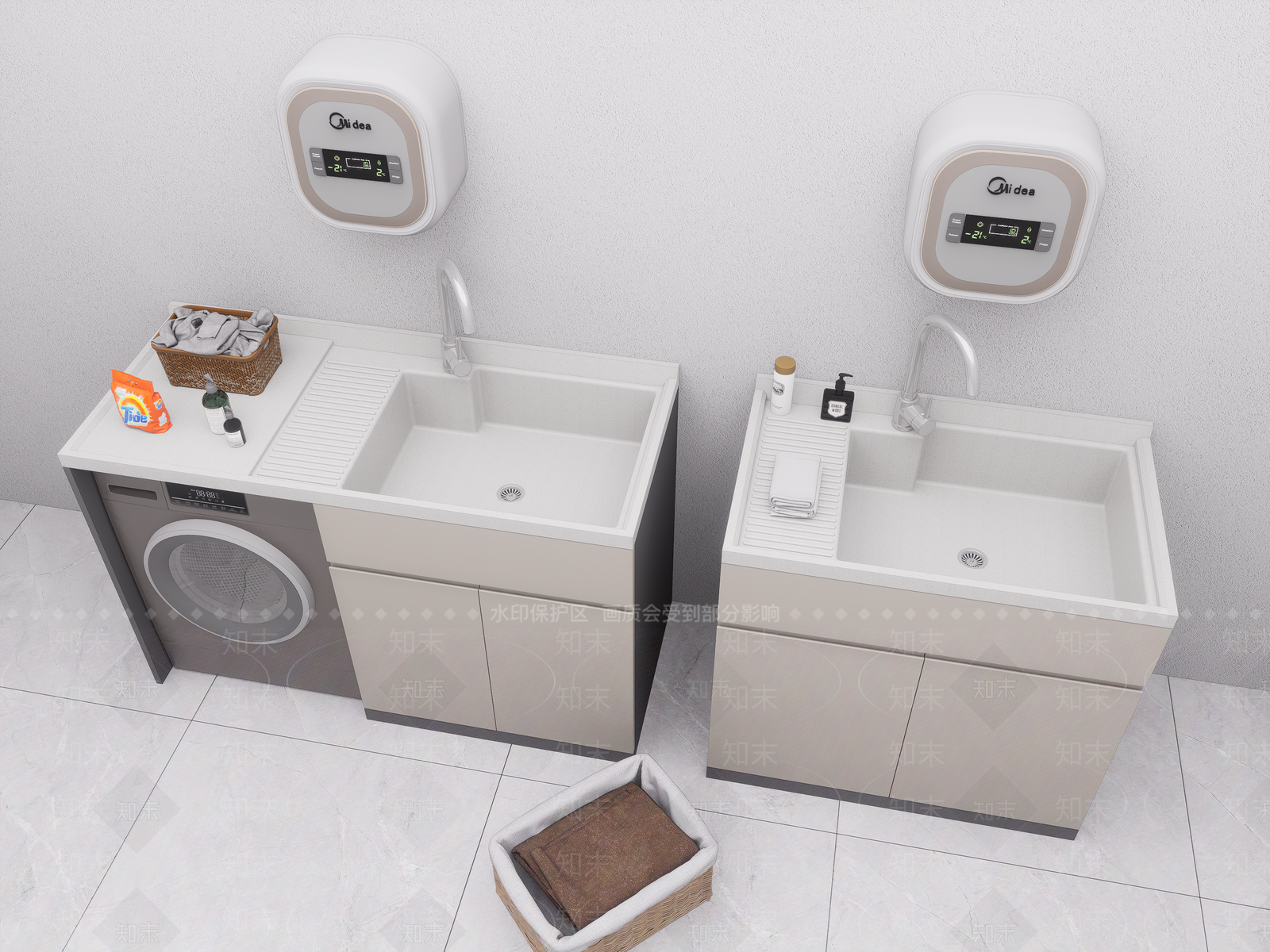 现代洗衣机柜3D模型下载【ID:1179359186】