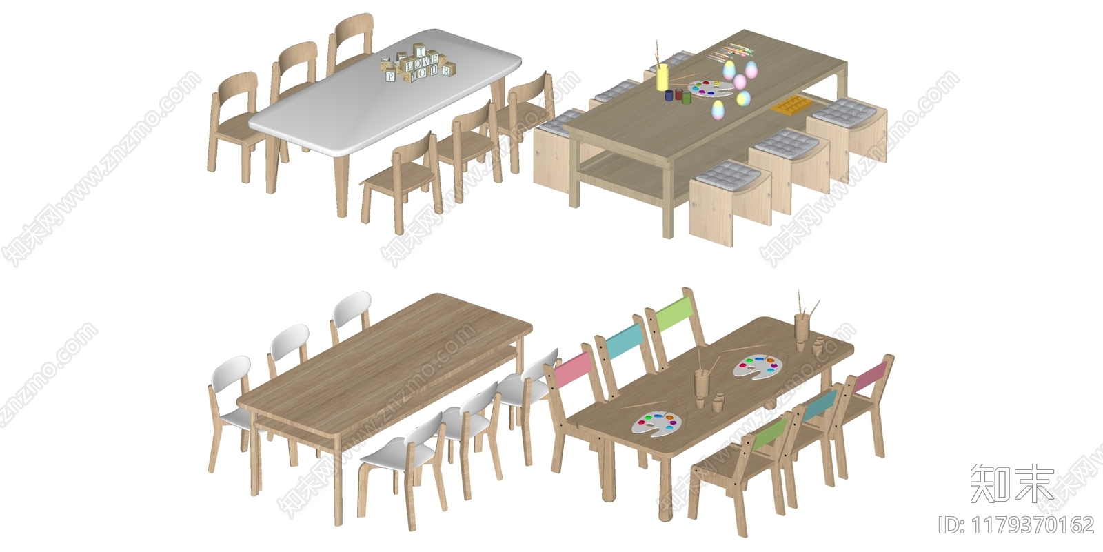 现代儿童桌椅SU模型下载【ID:1179370162】