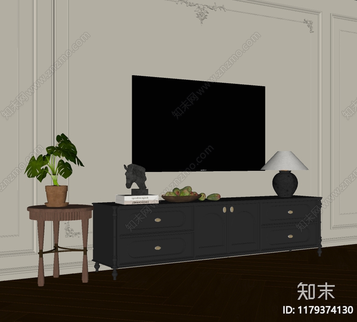 法式电视柜SU模型下载【ID:1179374130】