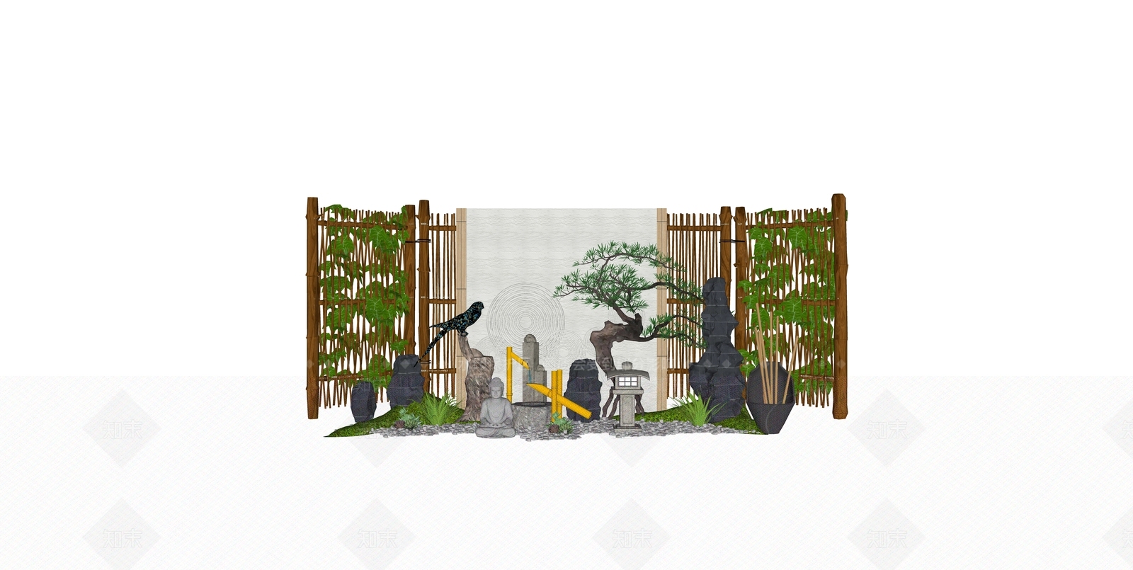 新中式石头SU模型下载【ID:1179374830】