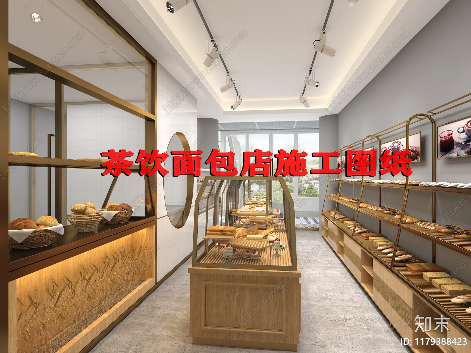奶油法式蛋糕店施工图下载【ID:1179388423】