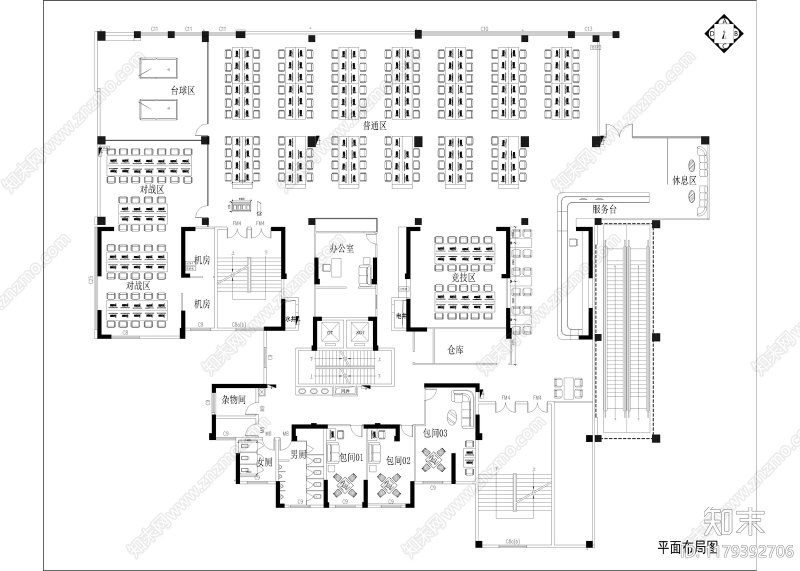 现代网吧施工图下载【ID:1179392706】