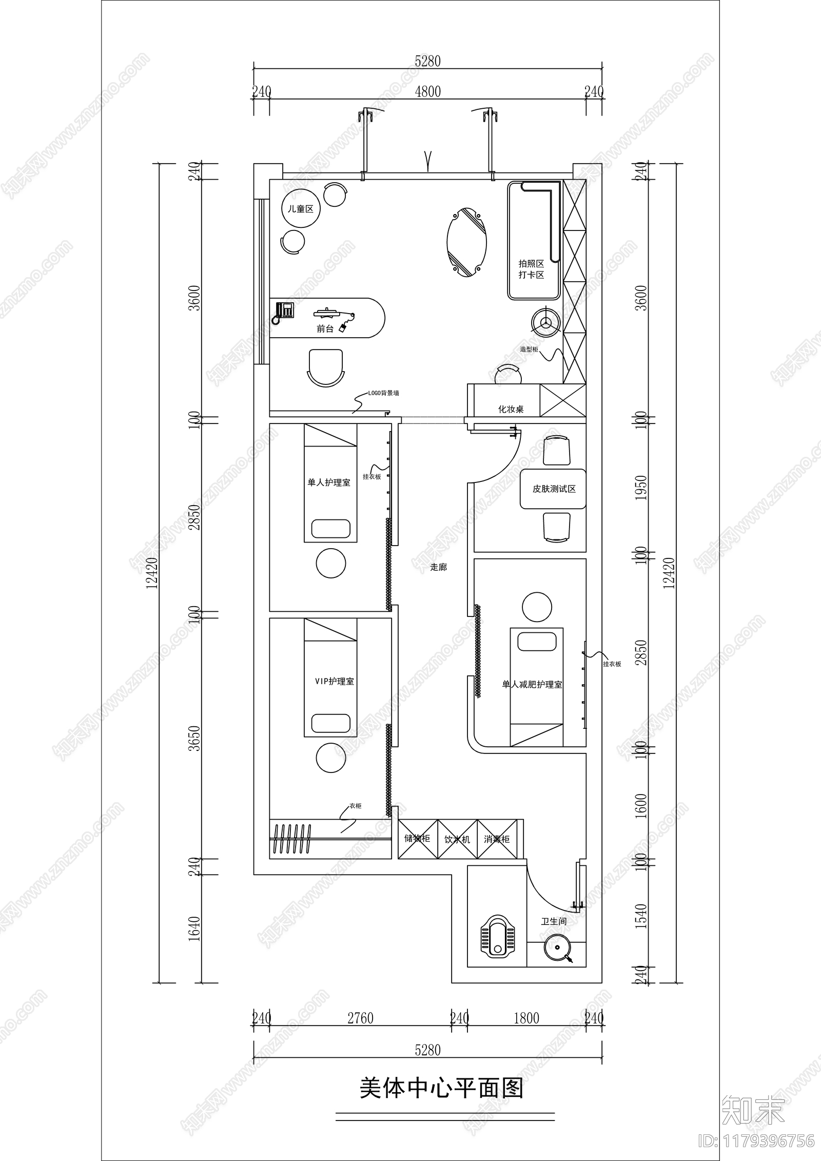 现代奶油美容院施工图下载【ID:1179396756】