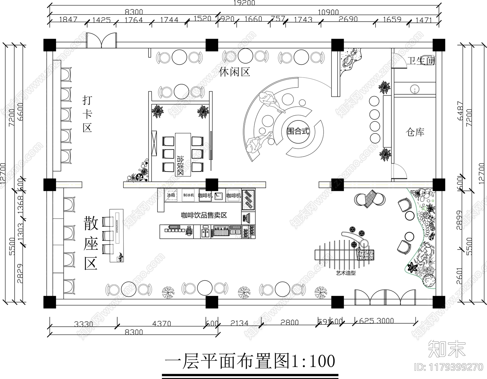 现代书店cad施工图下载【ID:1179399270】