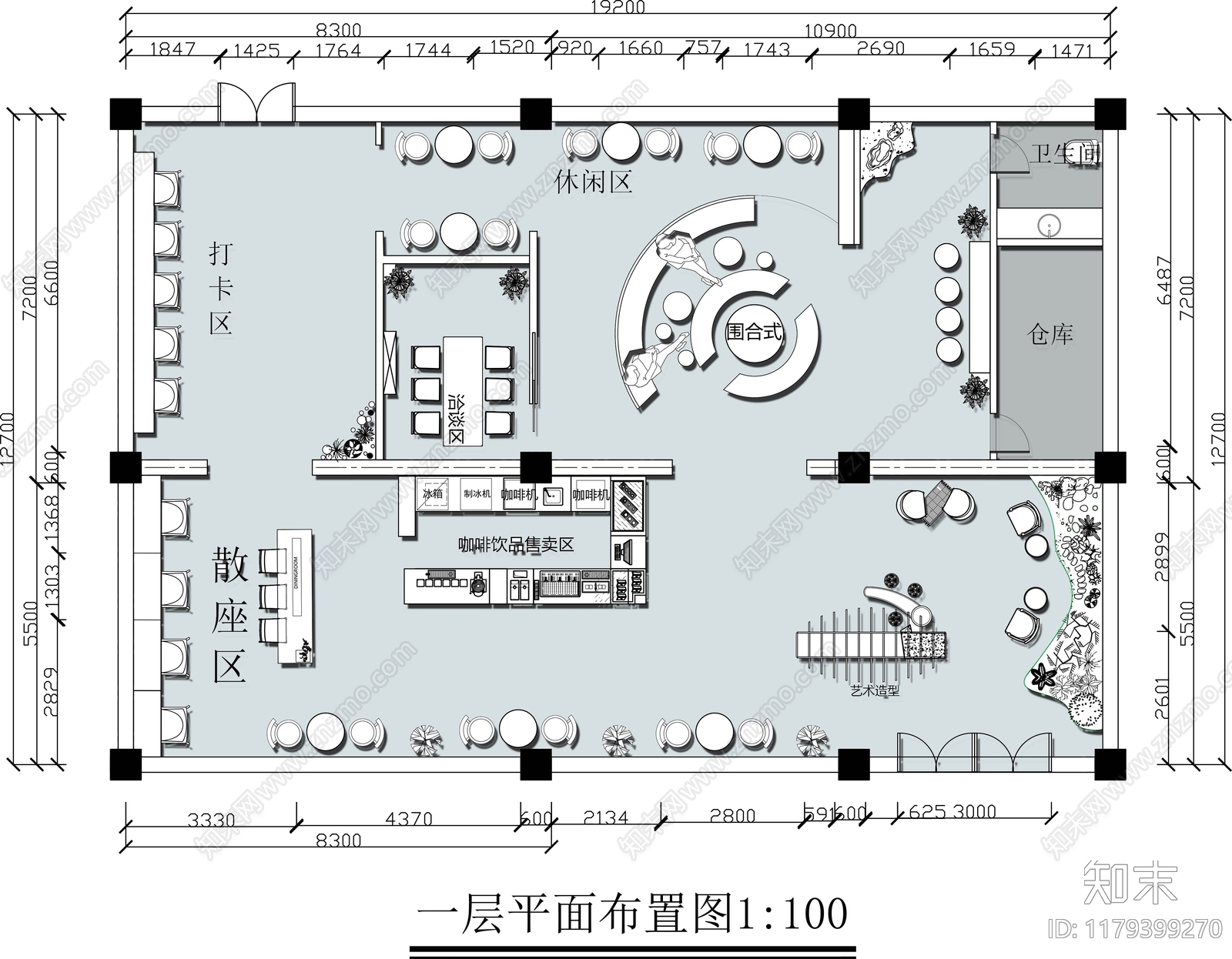 现代书店施工图下载【ID:1179399270】