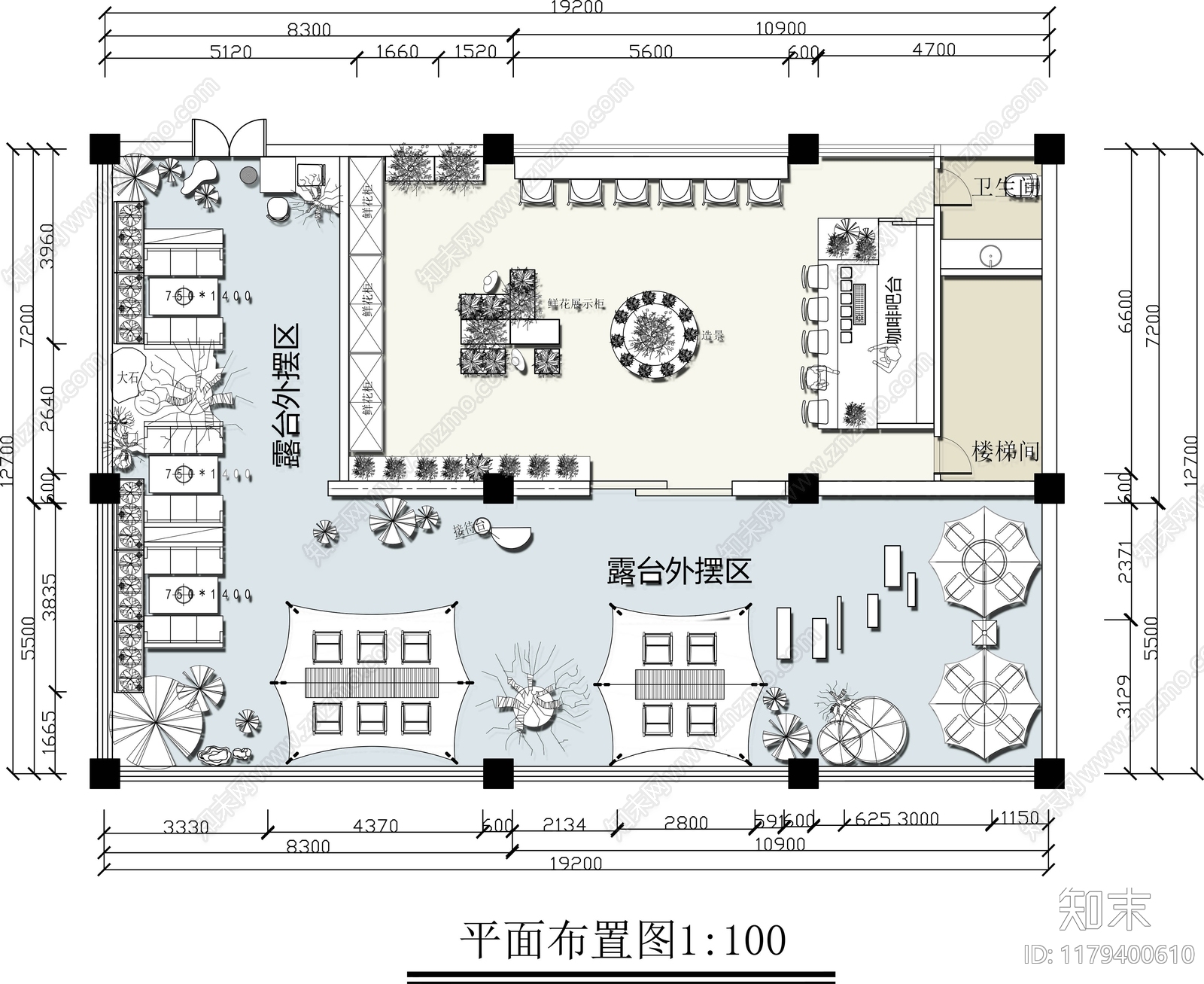 现代花店施工图下载【ID:1179400610】