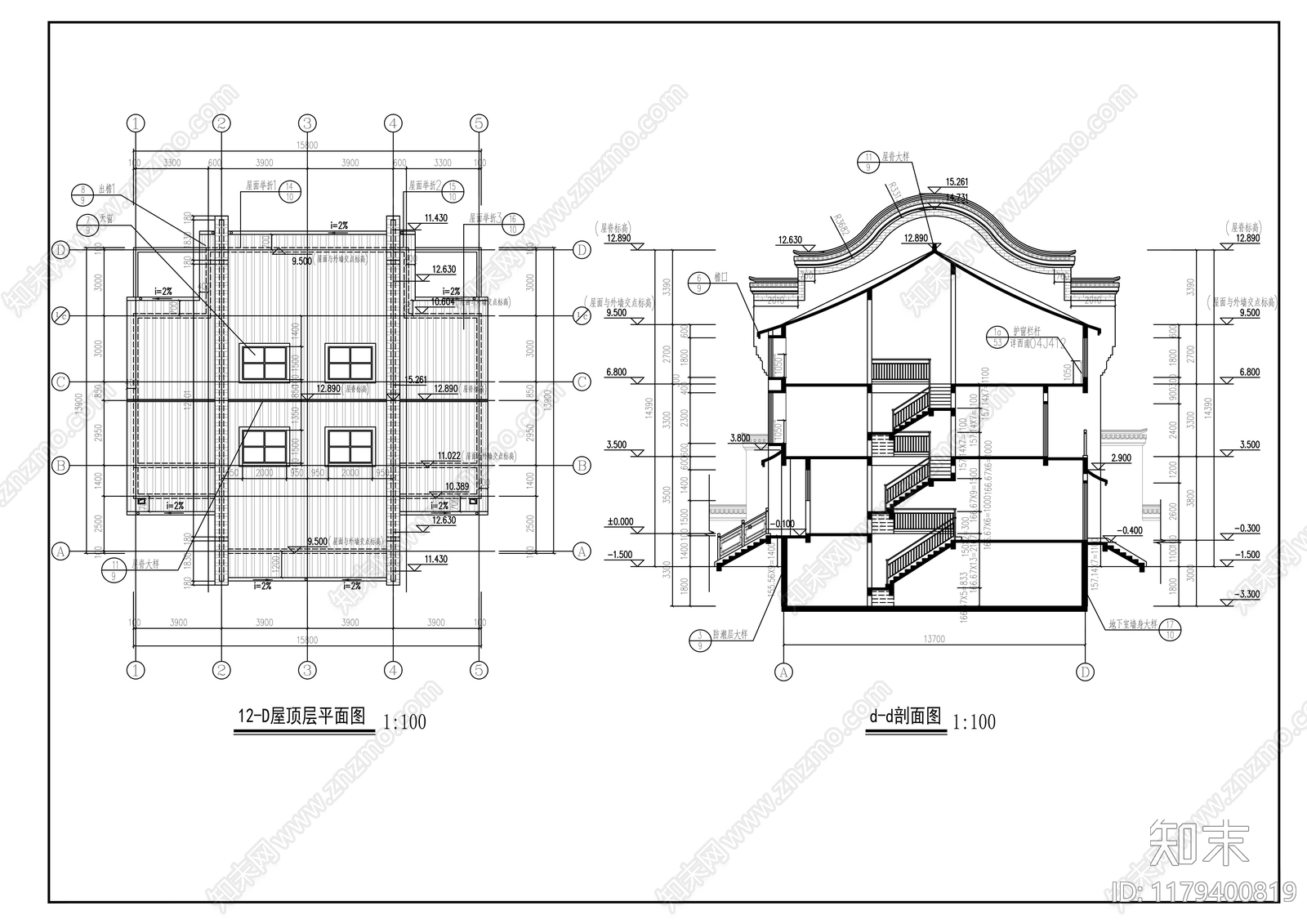 现代住宅楼建筑cad施工图下载【ID:1179400819】