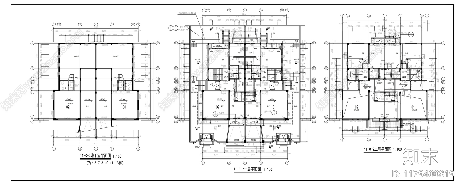 现代住宅楼建筑cad施工图下载【ID:1179400819】