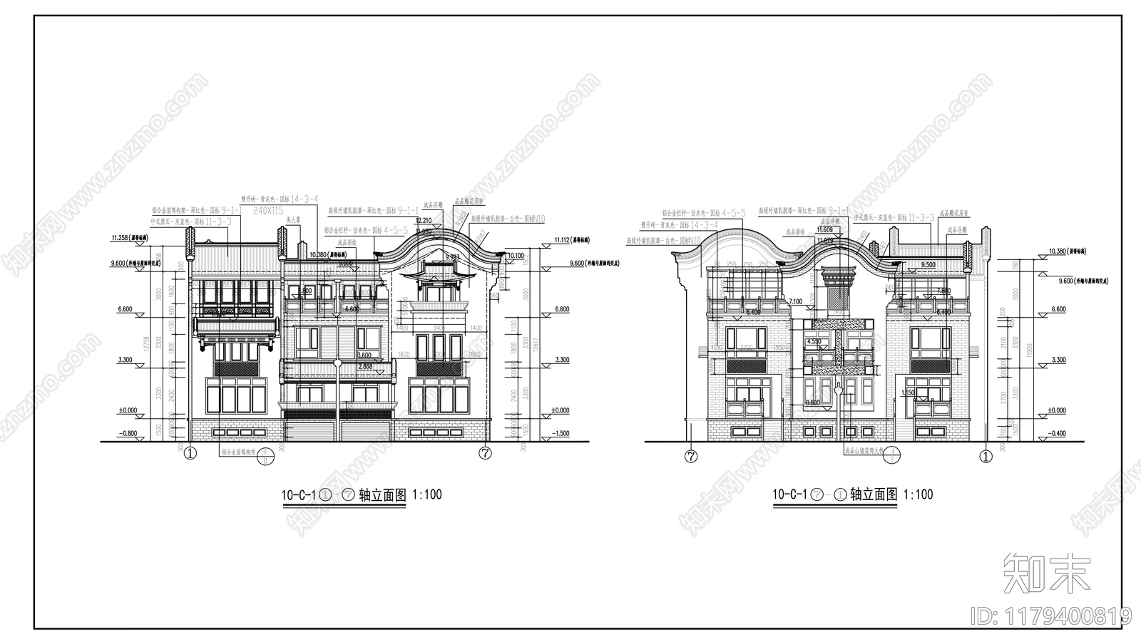 现代住宅楼建筑cad施工图下载【ID:1179400819】