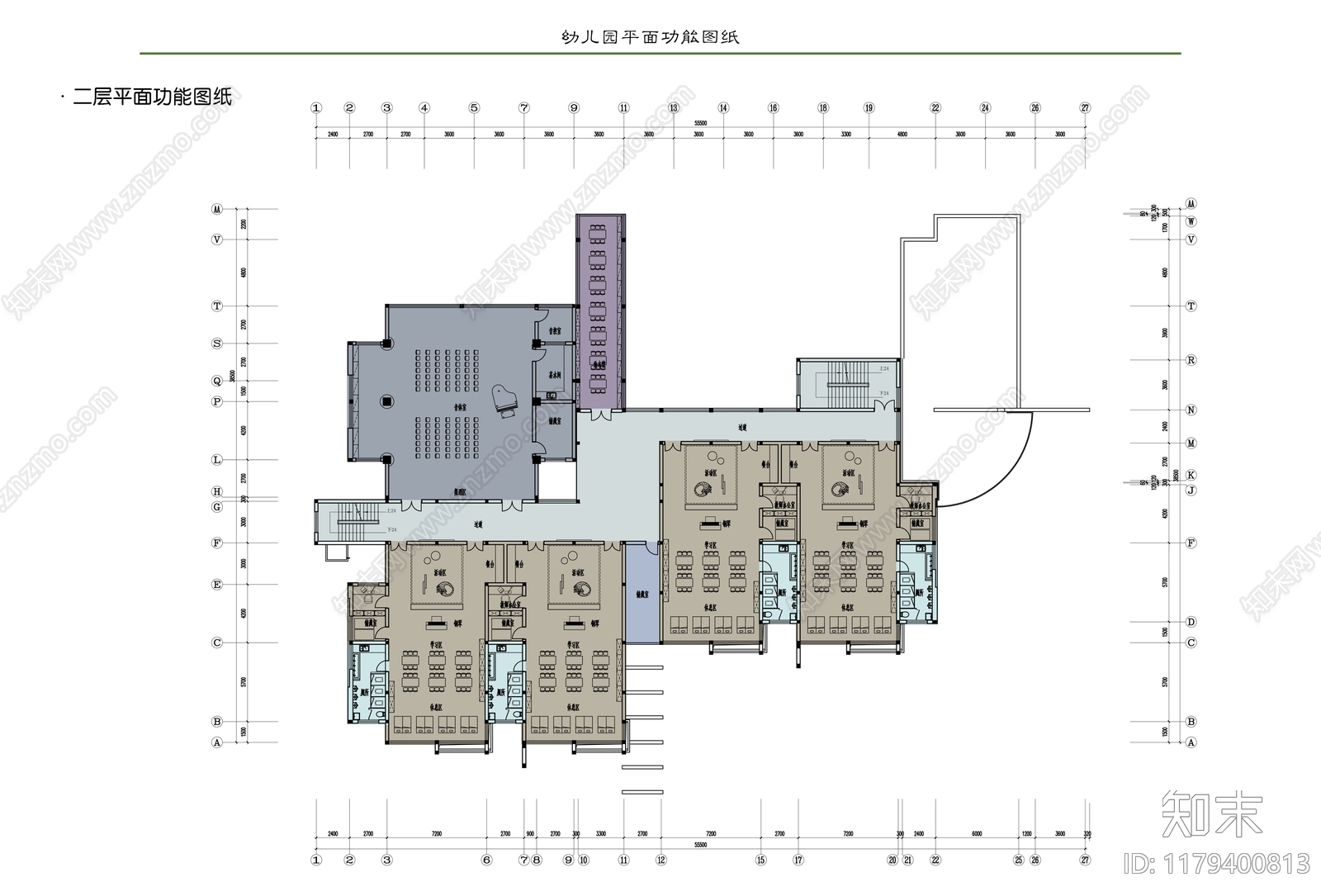 现代奶油幼儿园施工图下载【ID:1179400813】