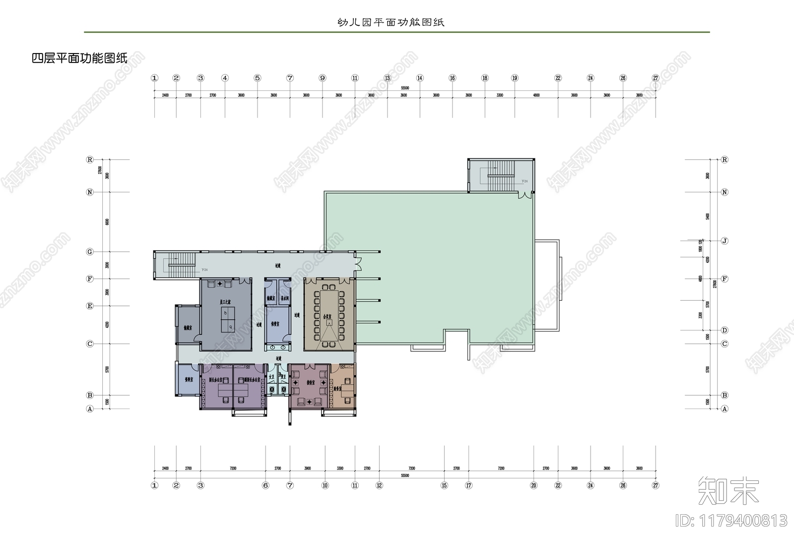 现代奶油幼儿园施工图下载【ID:1179400813】